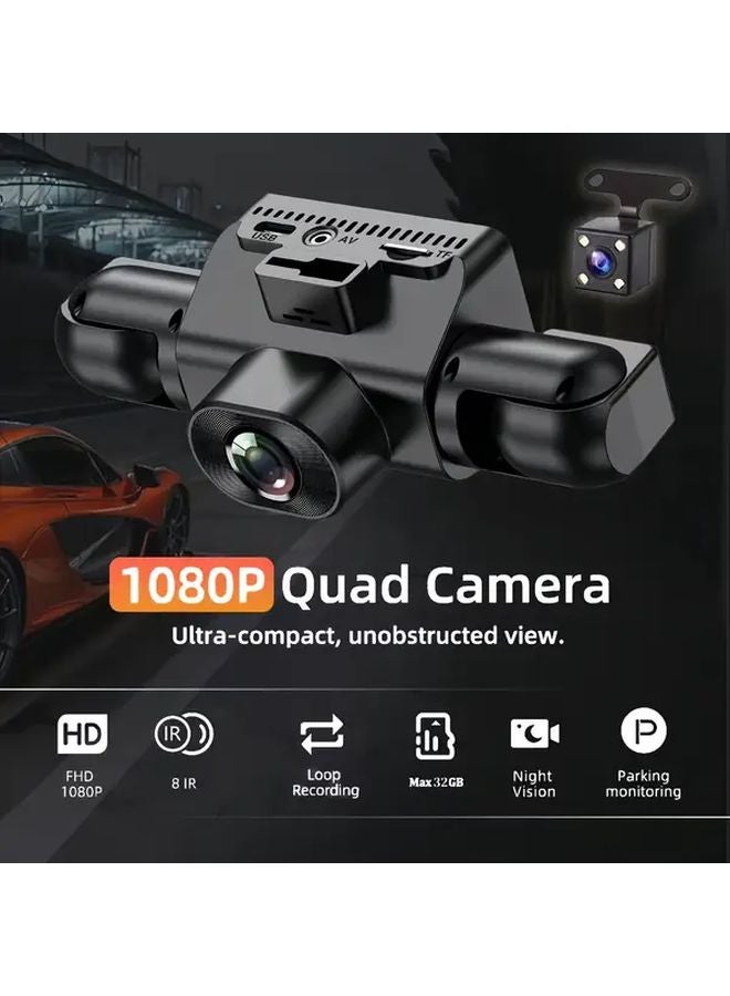 4 كاميرات داش 360 درجة رؤية 1080P عالية الدقة رؤية ليلية وضع الانتظار بطاقة 32 جيجابايت TF - Image 2